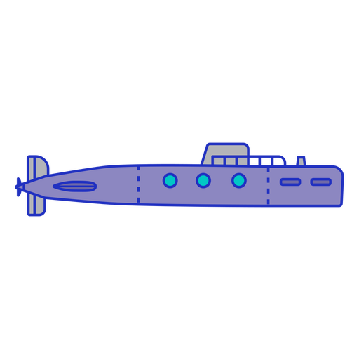 Transporte de trazo de color submarino. Diseño PNG