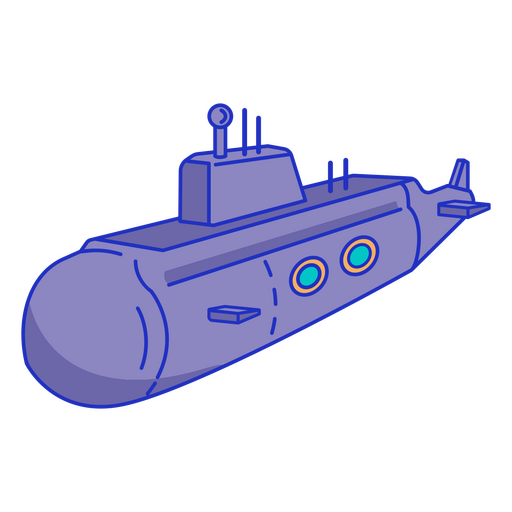 Submarino de traço de cor de transporte Desenho PNG