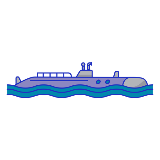 Submarine navigating color stroke PNG Design