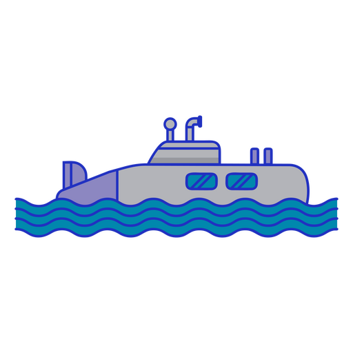 Submarine color stroke water PNG Design