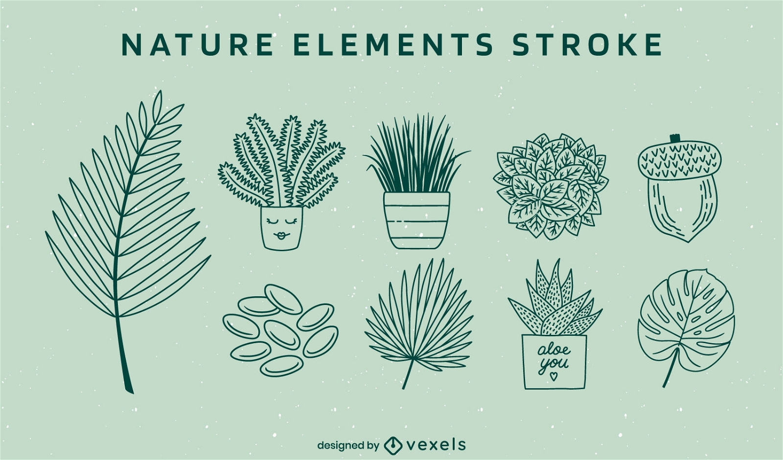 Naturpflanzen und Elemente Strichset