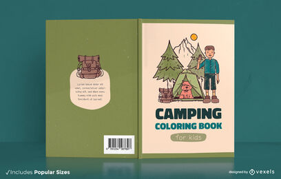 Desenho de capa de livro de colorir para crianças acampar