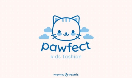 Logotipo de traçado cheio de gato fofo