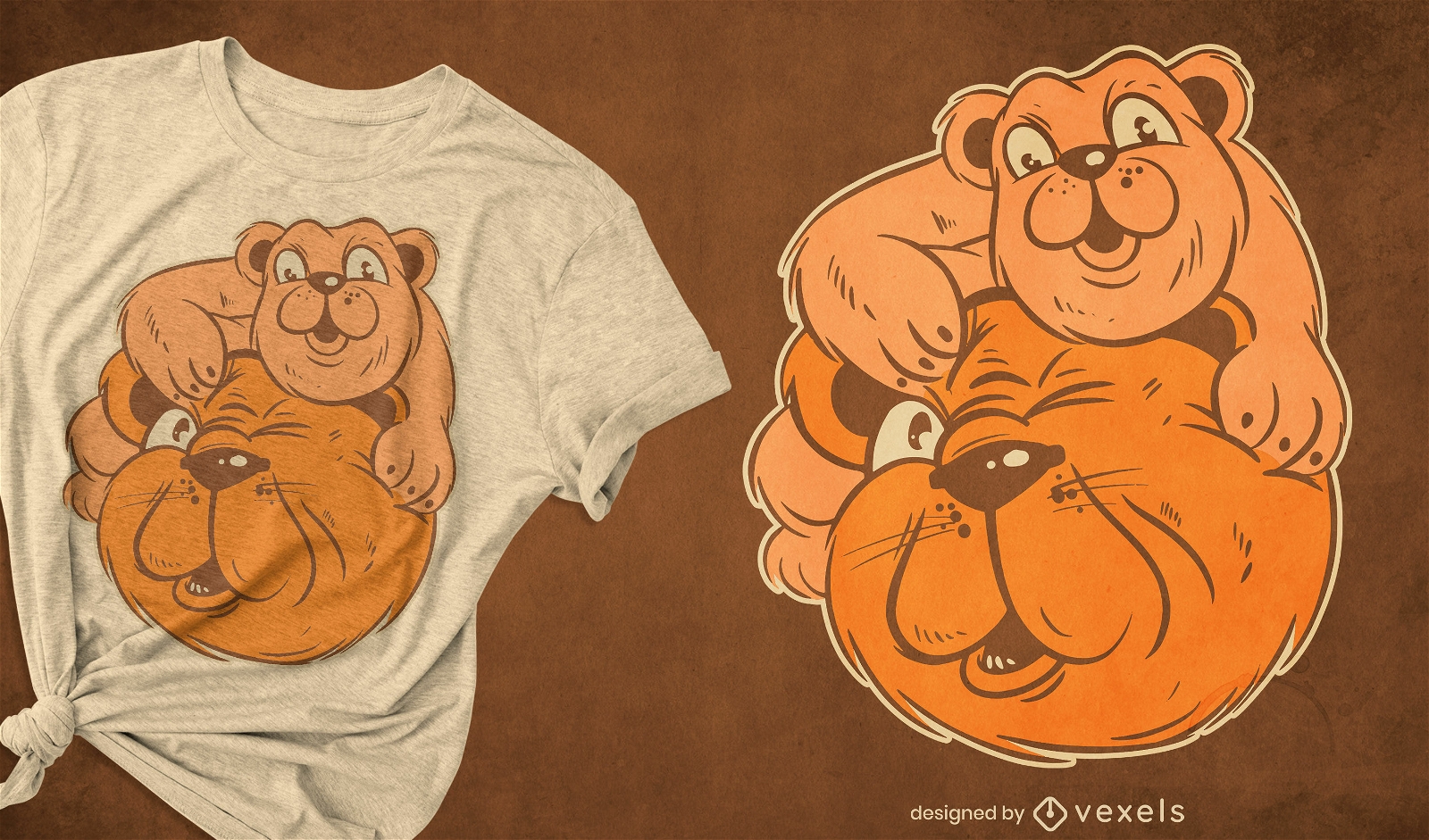Design de camiseta de desenho retr? do pai urso pardo