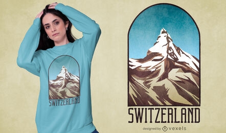 Design de camiseta texturizada da montanha Suíça