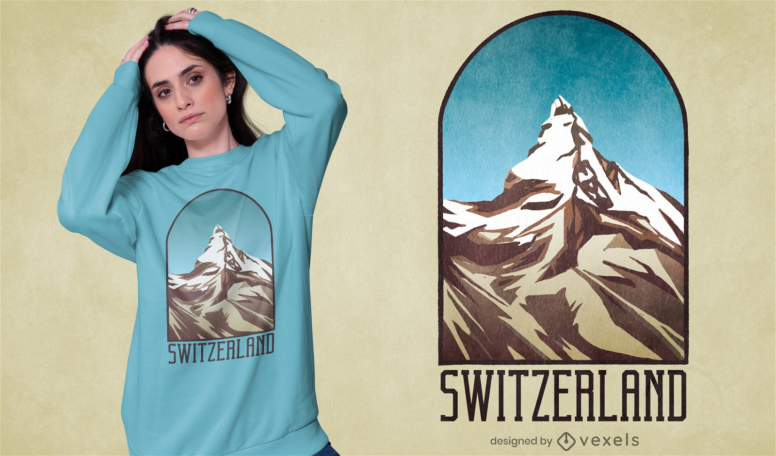Design de camiseta texturizada da montanha Su??a