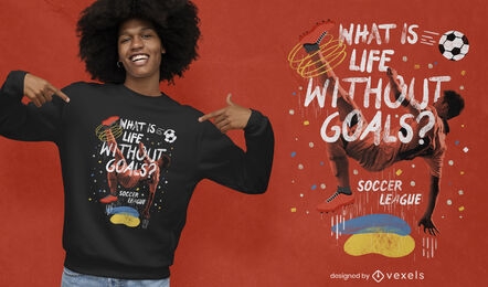 Citação de colagem fotográfica de futebol design de camiseta psd