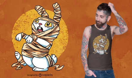 Diseño de camiseta de dibujos animados momia conejo psd
