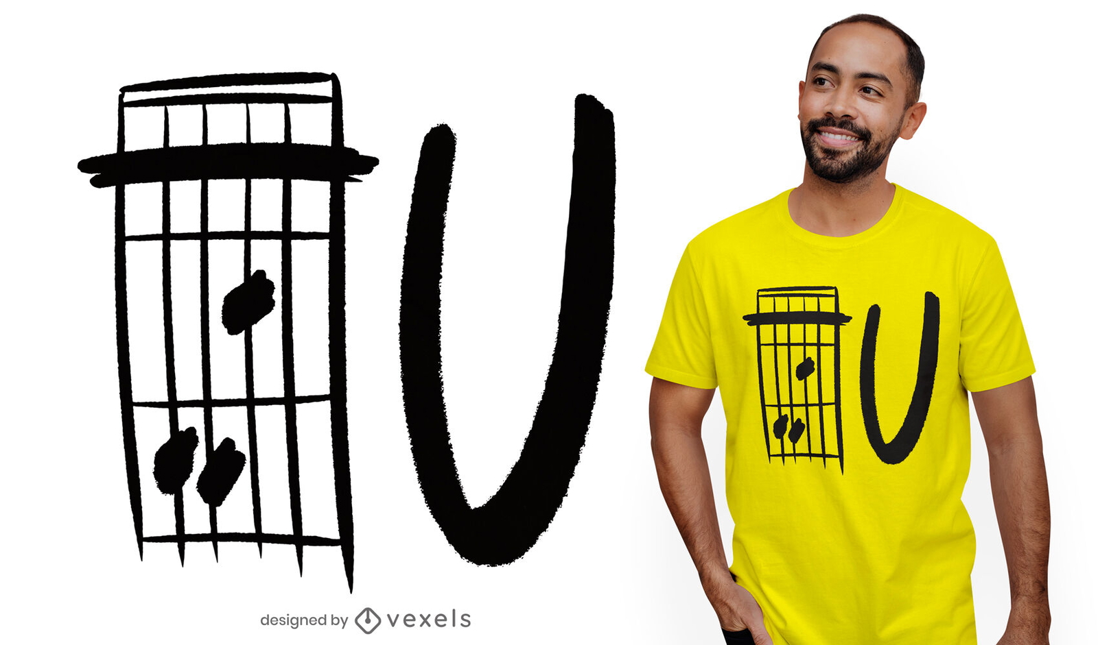 Design de t-shirt com citação de U de acorde de guitarra F