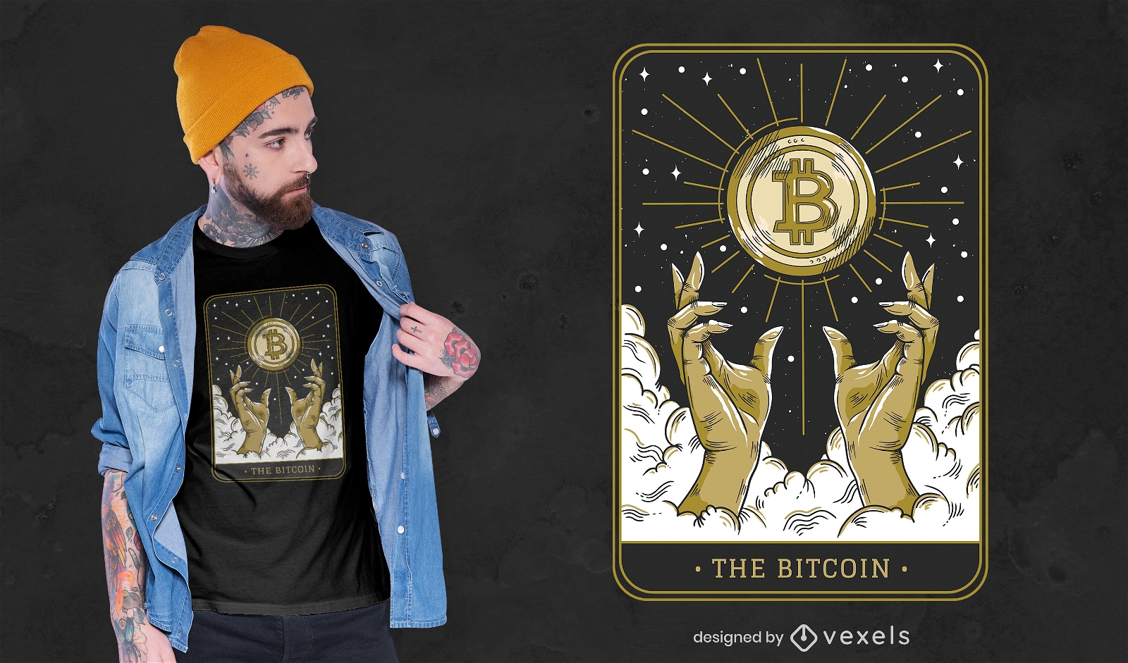 Crypto symbol tarot card t-shirt design