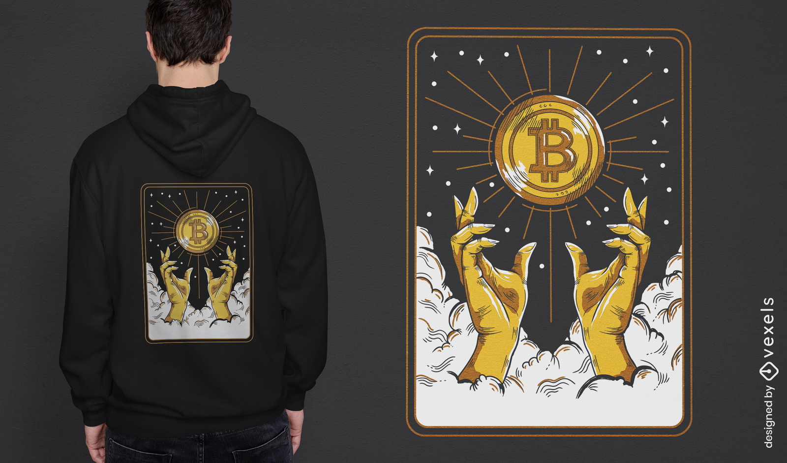 Diseño de camiseta de carta de tarot con símbolo criptográfico