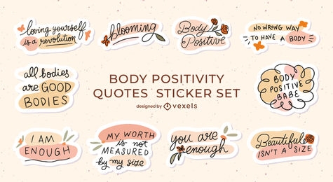 Body positivity movement messages badge set