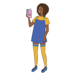 Teenage girl character reading PNG Design Transparent PNG