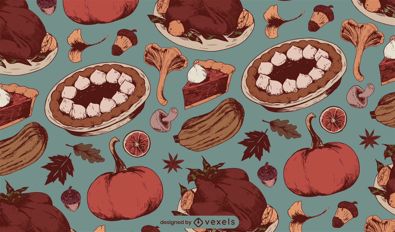 Thanksgiving-Feiertagslebensmittel-Musterdesign