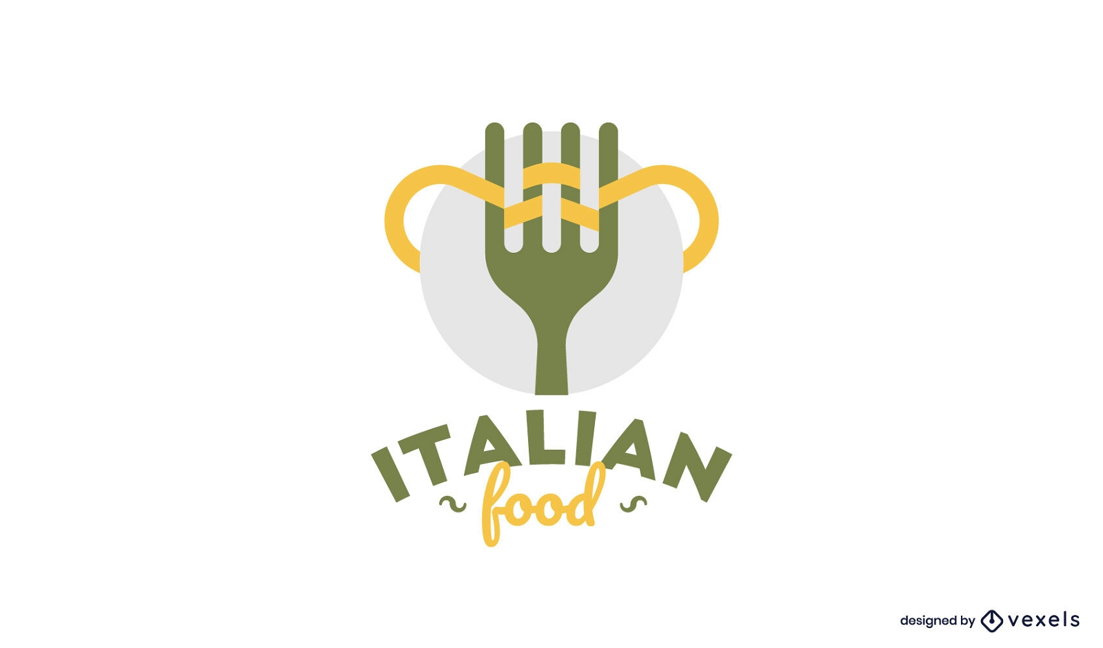 Spaghetti in fork italian food logo template