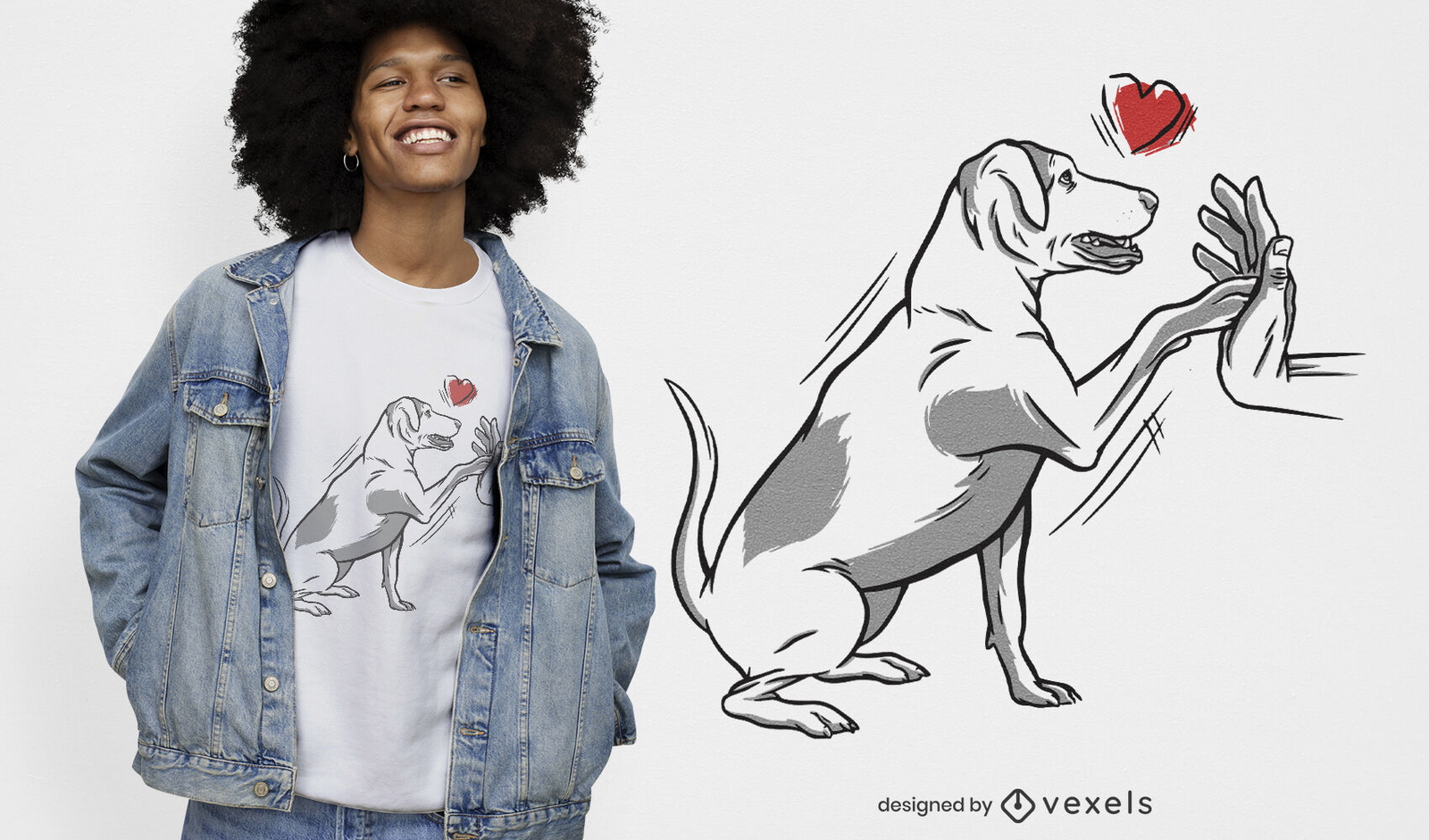 Dog touching hand t-shirt design