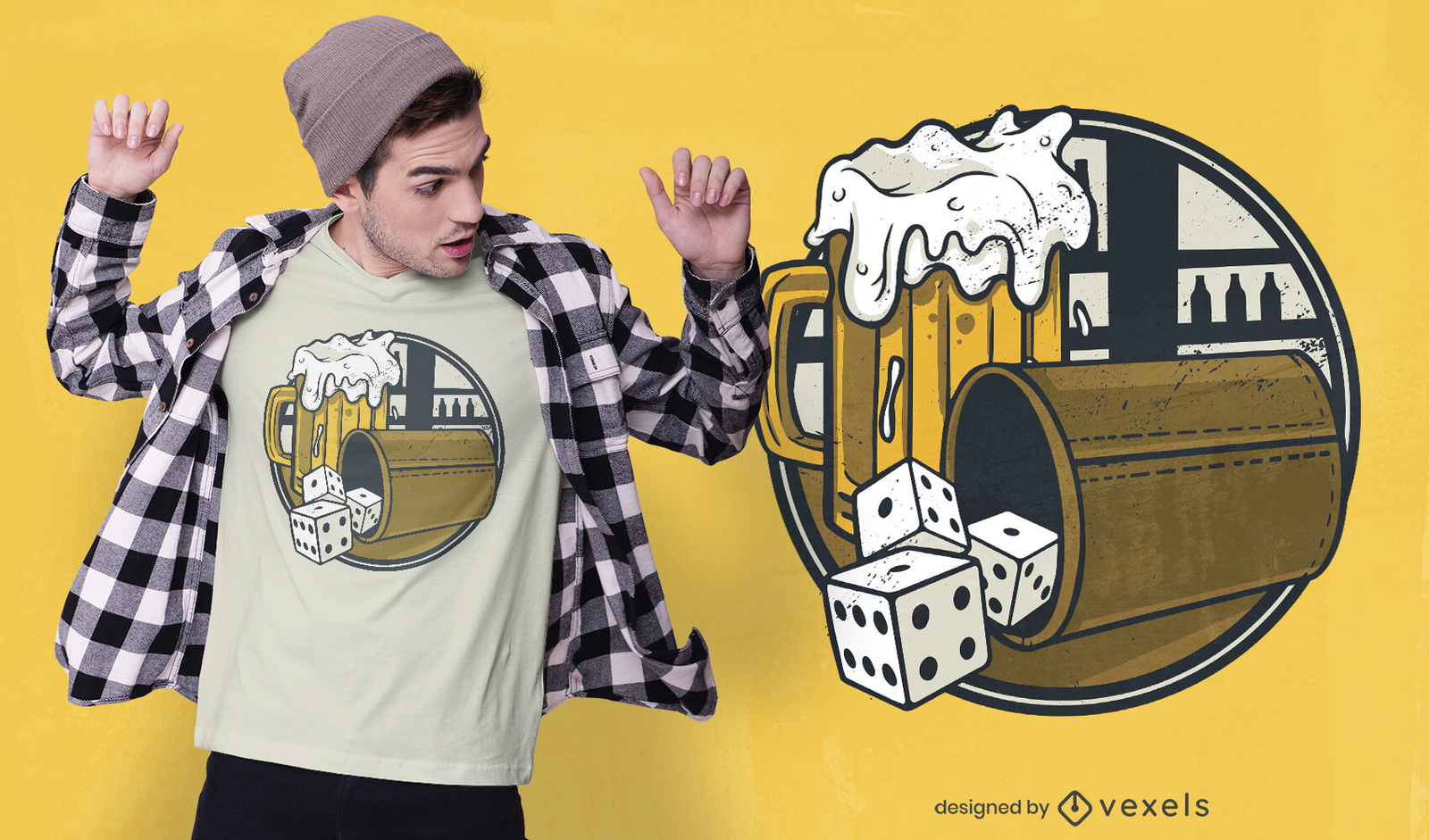 Bier- und Würfelspiele-T-Shirt-Design