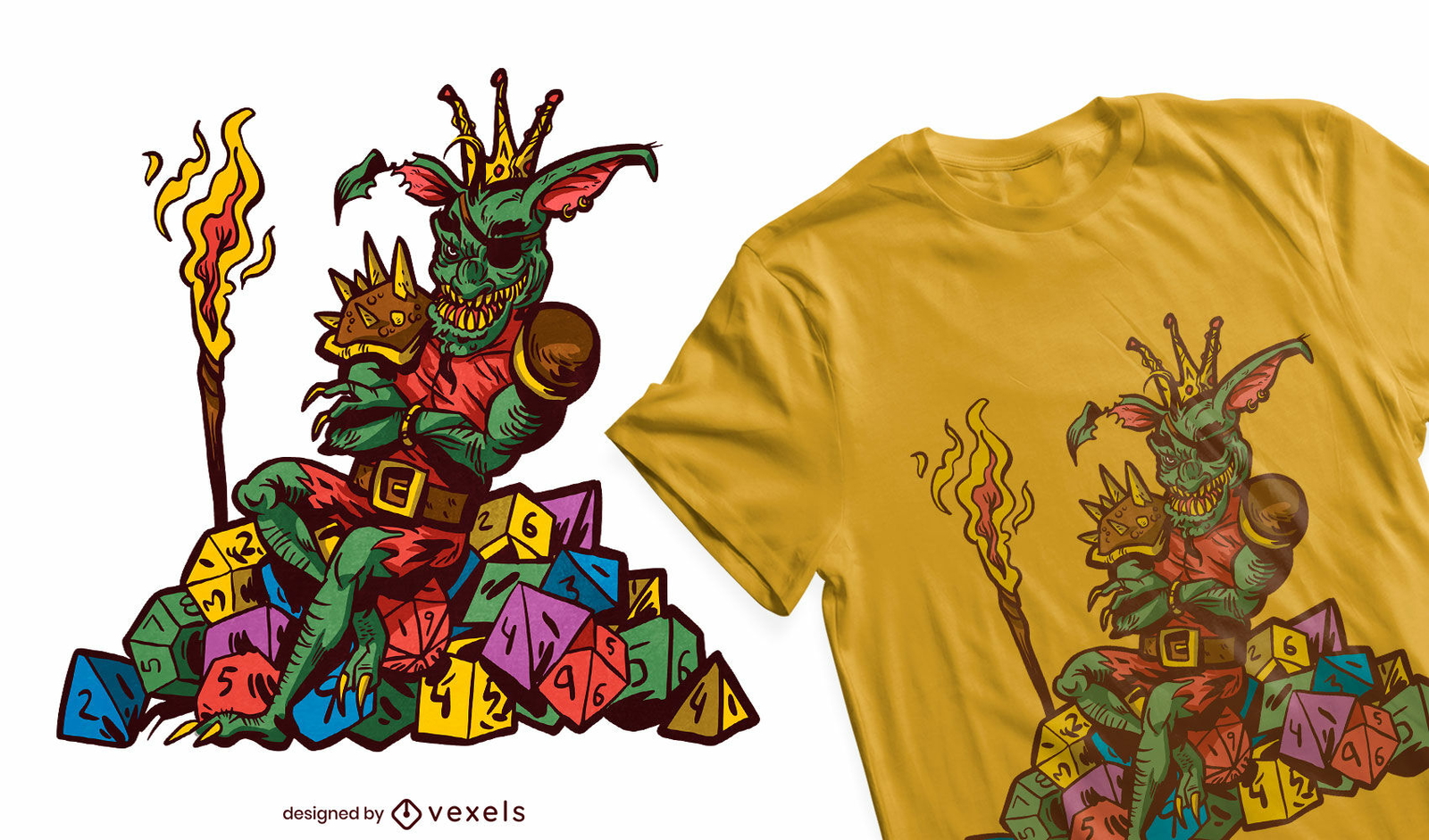 Goblin auf Würfel-T-Shirt-Design