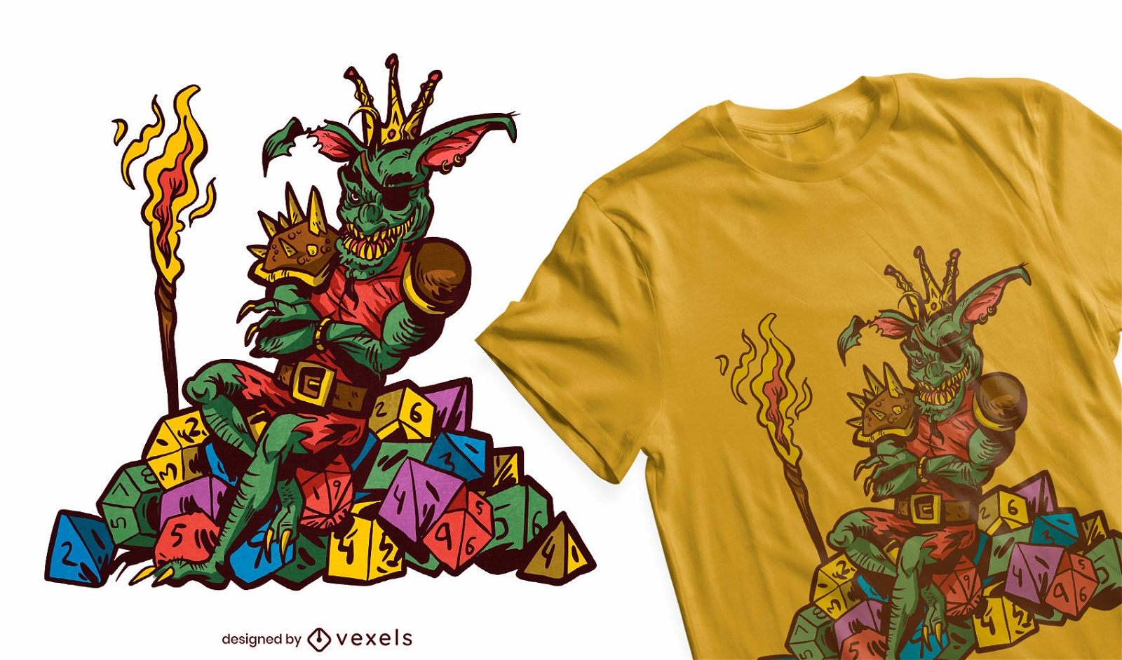 Goblin on dices t-shirt design