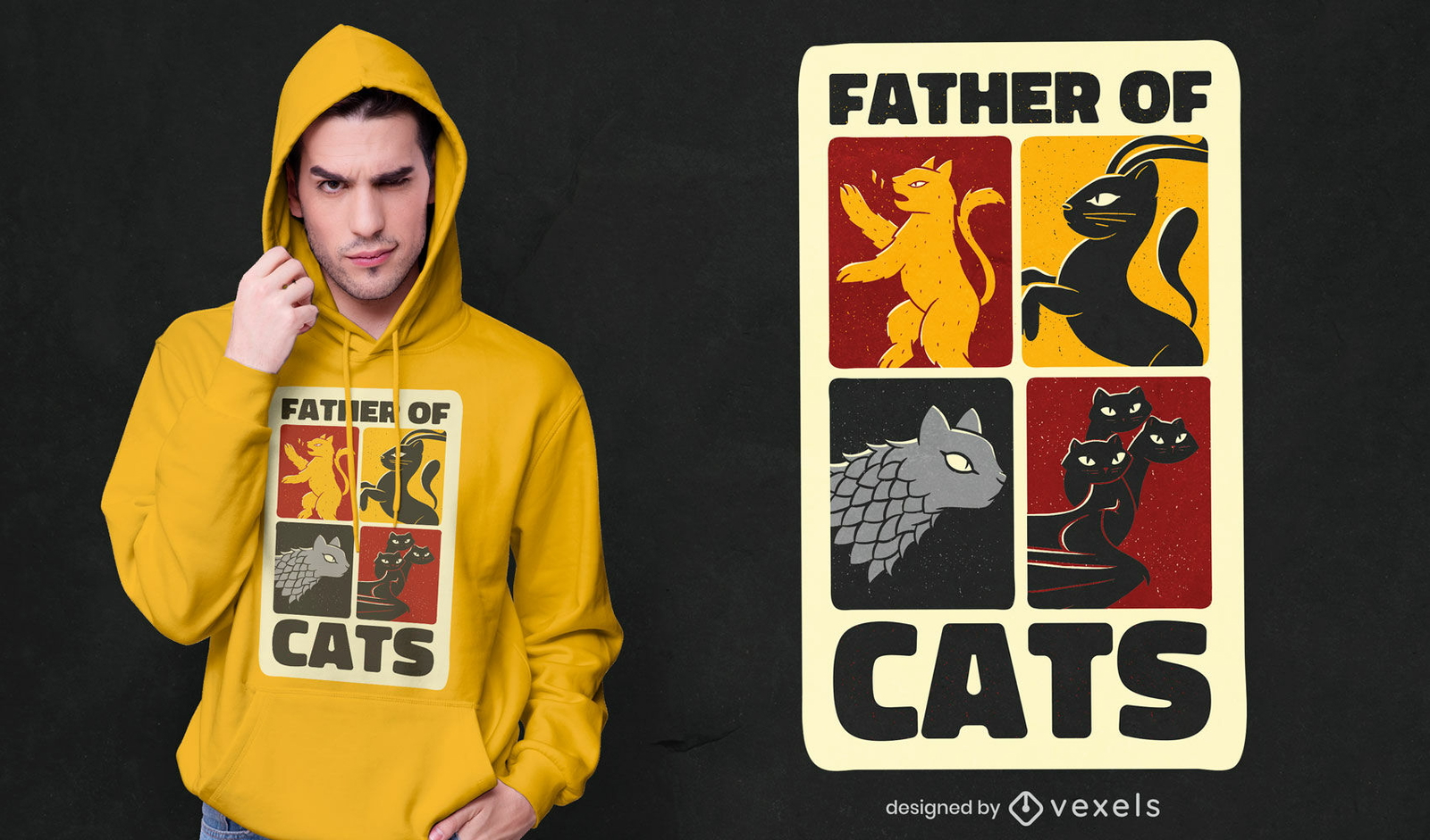 Diseño de camiseta de padre de gatos.