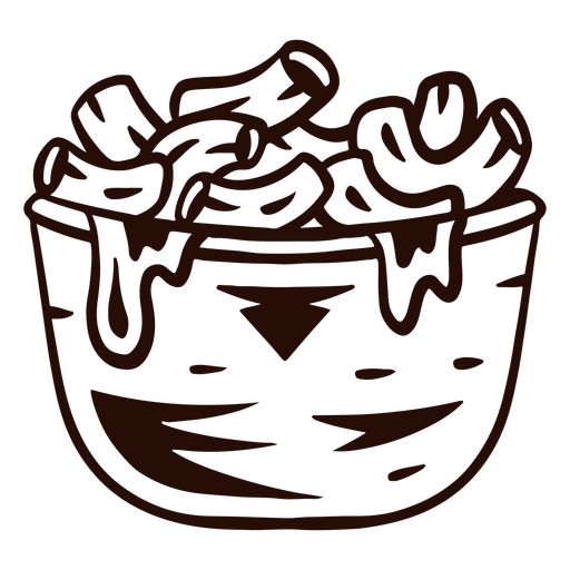 Contraste de trazo relleno de macarrones con queso Diseño PNG