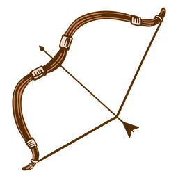 Brown archery bow and arrow  PNG Design
