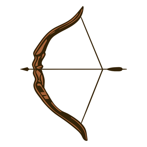 Arco e flecha de tiro com arco marrom olhando para a direita Desenho PNG