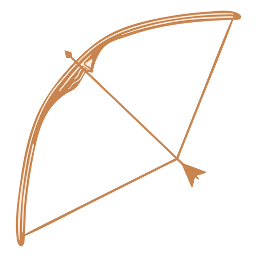 Brown archery bow and arrow pointing up PNG Design