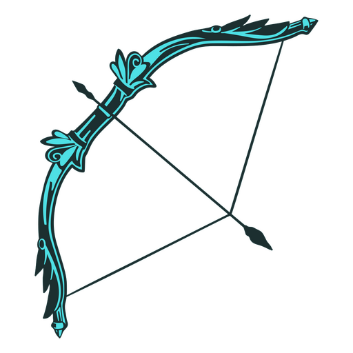 Archery blue ornamental bow and arrow PNG Design