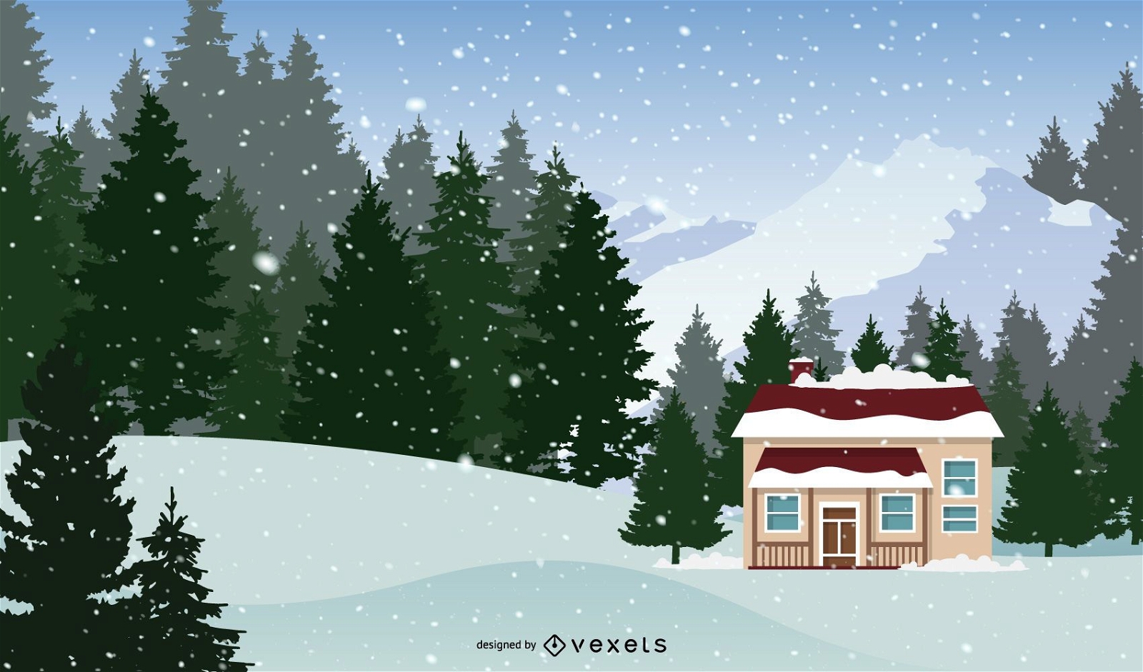 Snowy Day Christmas Card Design