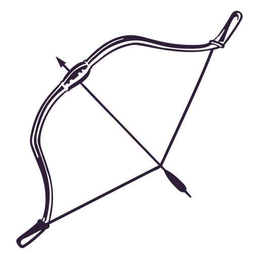 Arco e flecha de equipamento de tiro com arco apontando para cima em preto Desenho PNG