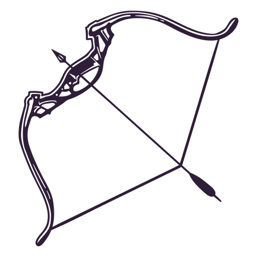 Arco de tiro con arco y flecha en blanco y negro Diseño PNG