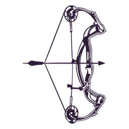 Arco composto de tiro com arco com flecha preto e branco Desenho PNG