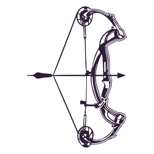 Archery compound bow with arrow black and white PNG Design