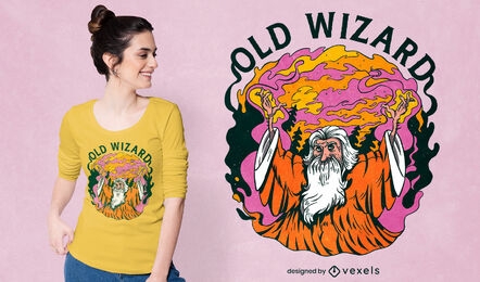 Old wizard magic character t-shirt design