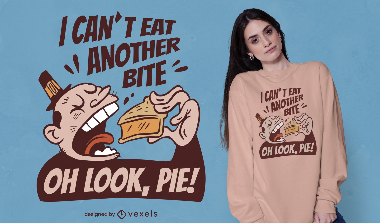 Design de t-shirt de comida para o feriado de Ação de Graças