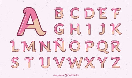 Conjunto de alfabeto fofo de letras rosa brilhante