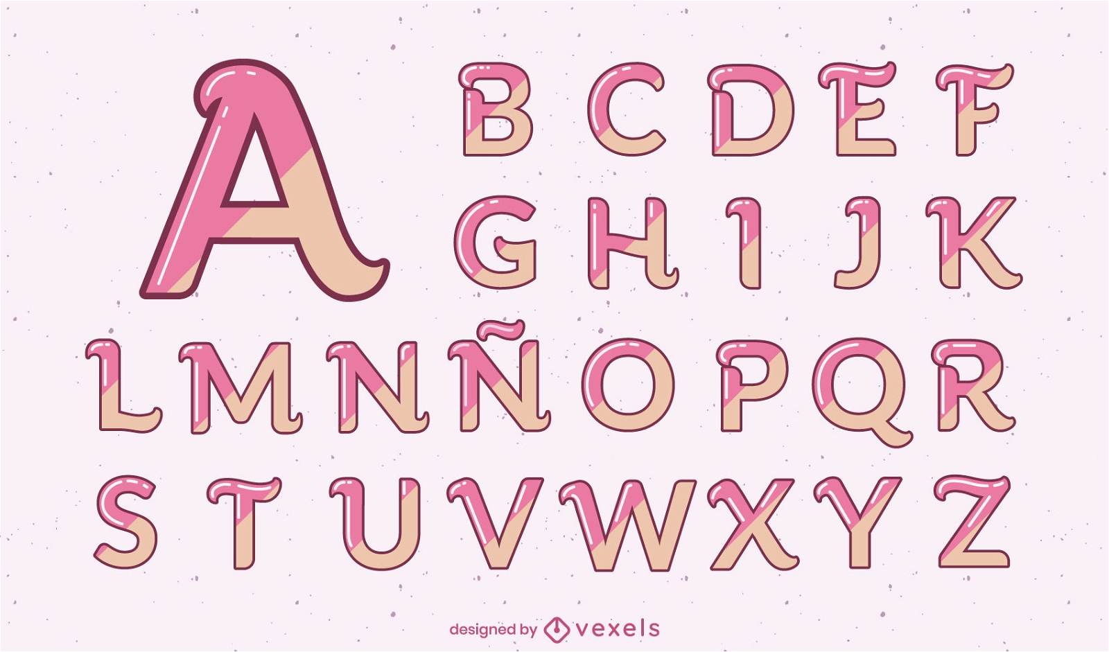 Rosa glänzende Buchstaben süßes Alphabet-Set