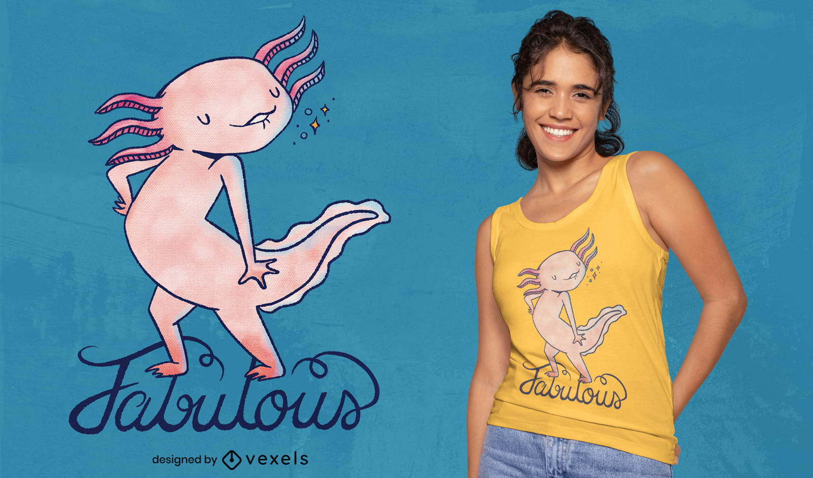 Fabulous axolotl psd t-shirt design