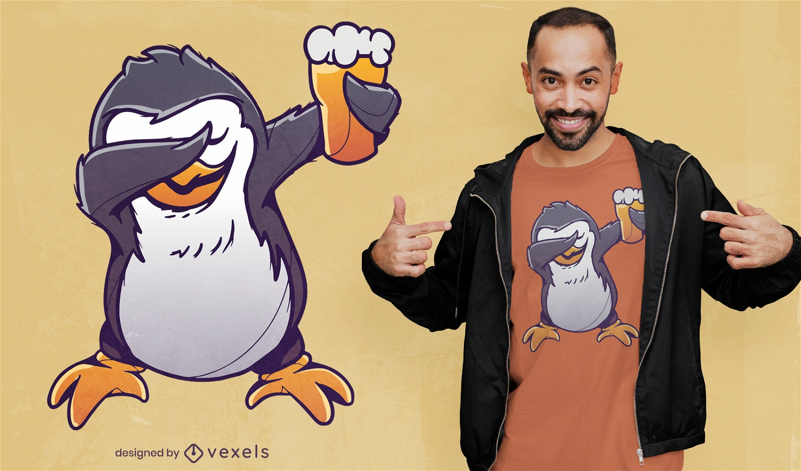 Tupfendes Bier-Pinguin-T-Shirt-Design