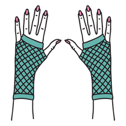 Luvas de rede arrastão cor traço anos 80 Desenho PNG