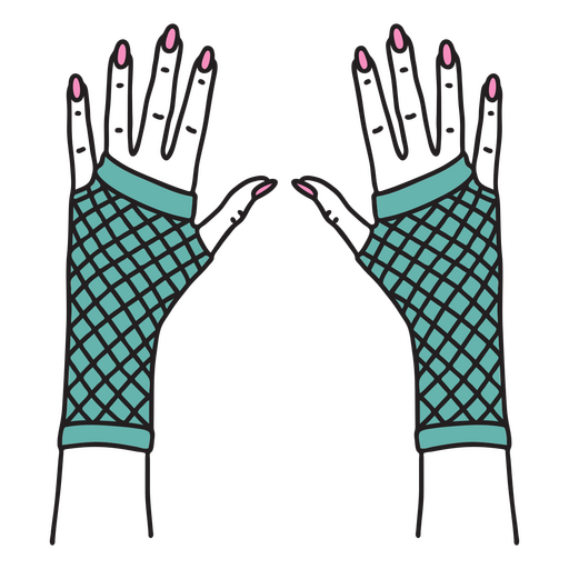 Guantes rejilla color trazo años 80 Diseño PNG