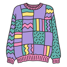 Sweater color stroke 80s colorful PNG Design Transparent PNG