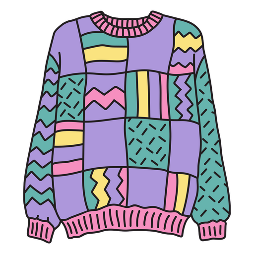 Sweater color stroke 80s colorful PNG Design