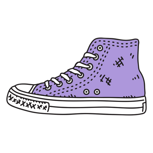 Purple sneakers color stroke 80s PNG Design