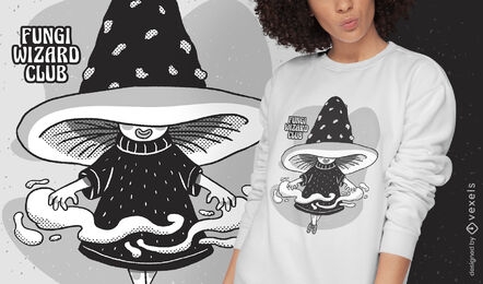 Desenho de t-shirt de fantasia de feiticeiro de desenho animado Fungi