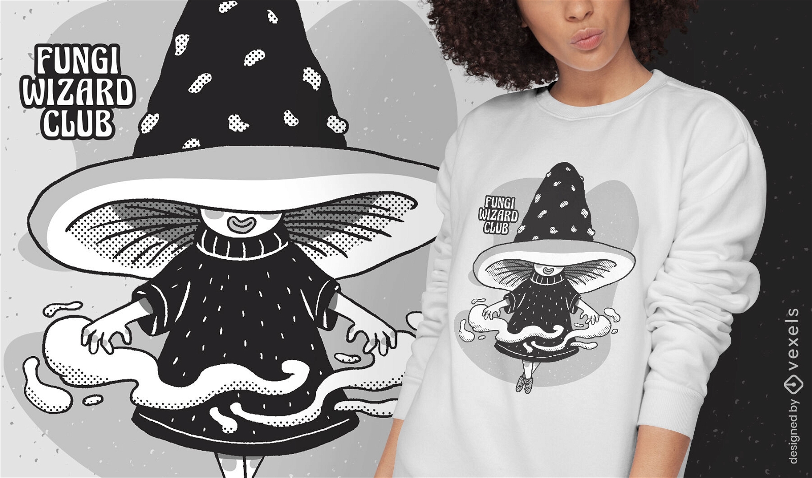Fungi Cartoon Zauberer Fantasy T-Shirt Design