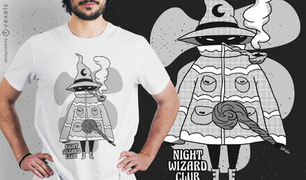 Böses Cartoon-Zauberer-Fantasy-T-Shirt-Design