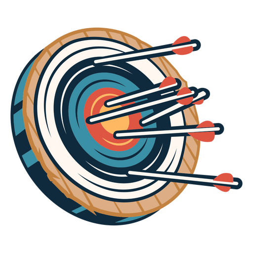Archery Bullseye Target with Arrows PNG Design
