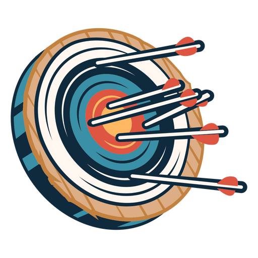 Bogenschießen-Bullseye-Ziel mit Pfeilen PNG-Design